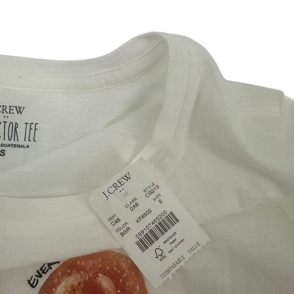 J.Crew Factory Graphic Bagel T-Shirt Tee Small White Collector Tee Novelty - Picture 6 of 11